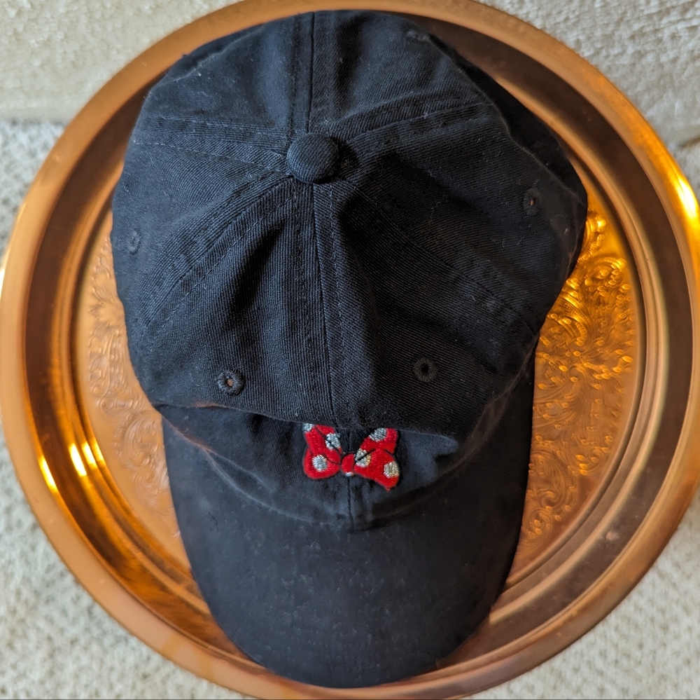 Disney Black Hat with Red Minnie Bow Embroidery